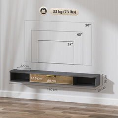 140 cm Floating TV Stand with Storage - Charcoal Grey