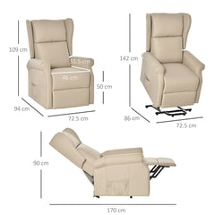 Power Lift Recliner Armchair, Electric Lift Chair for Elderly, Fabric Riser and Reclining Chair with Remote Control, Side Pockets, Extended Footrest, for Living Room, Beige