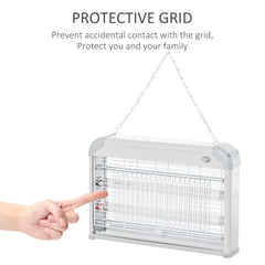 Electric Fly Zapper, 20W Electric Fly Killer, Wall Hanging Bug Zapper Indoor & Outdoor Attracting Insect Mosquito Killer, Grey