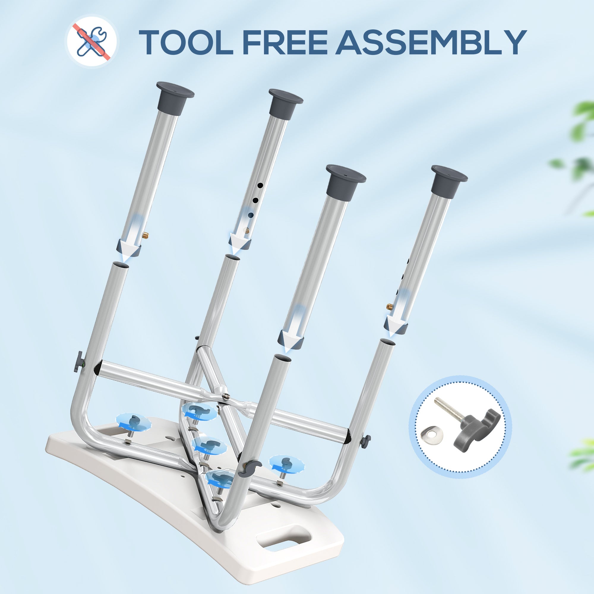 Fynco - 44-51.5cm Aluminium Frame Shower/Bath Stool - Grey