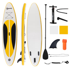 10' x 30" x 6" Inflatable Stand Up Paddle Board, Non-Slip & Ultra-Light Deck with ISUP Accessories, Adj Paddle, Backpack Bag, and Three Bottom Fins, for Youth Adults Beginner, White