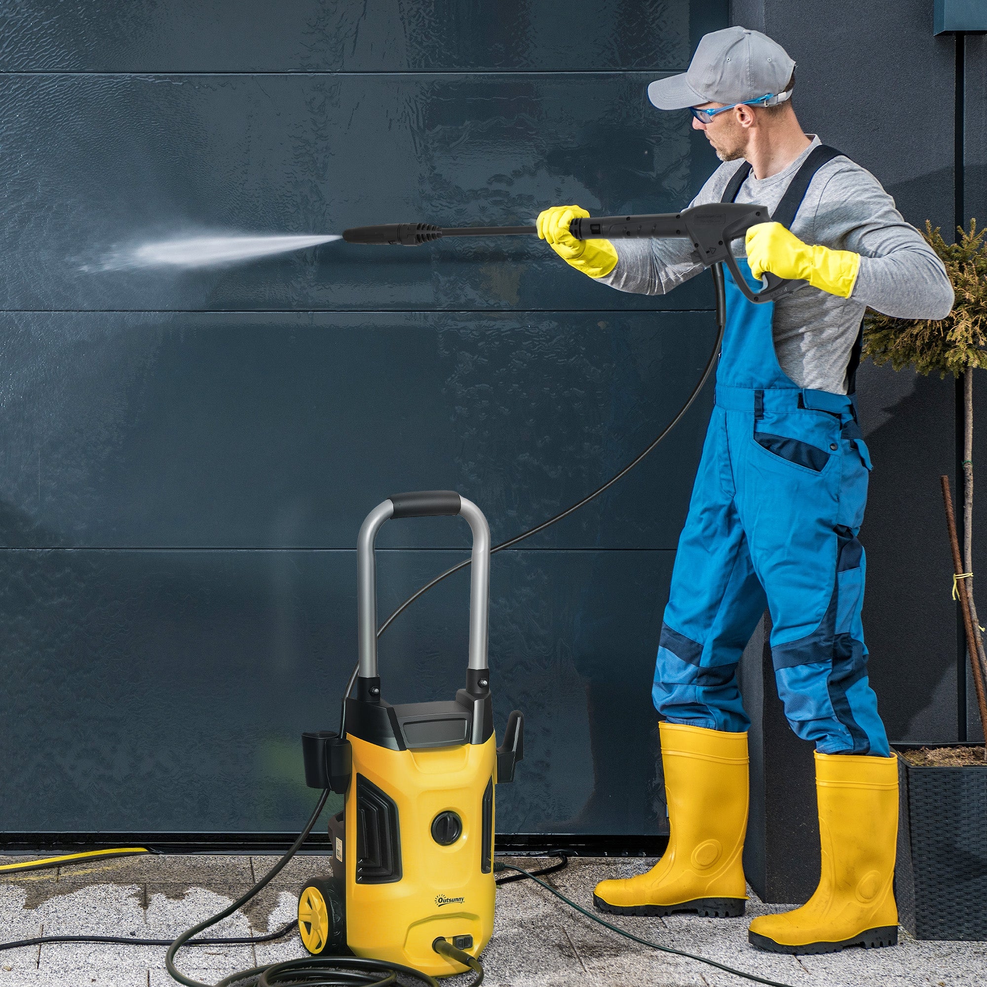 1800W 150-Bar Pressure Washer, with Adjustable Nozzle - Yellow