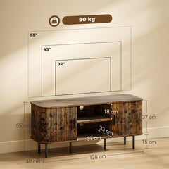 TV Stand Cabinet for TVs up to 55 Inches, TV Unit with Storage Shelves and Cupboard for Living Room, Rustic Brown