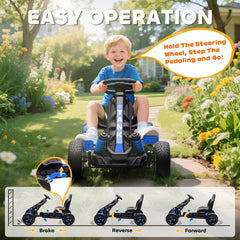 AIYAPLAY Pedal Go kart for Kids Ages 3-6 Years, with Automatic Clutch, Brake, EVA Anti-Slip Wheels, Blue