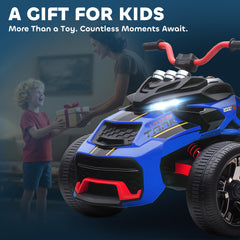 AIYAPLAY 12V Kids Electric Ride On Car with 3 Wheeler, MP3 Player, Horn, 2 Speeds, LED Lights for Boys & Girls Ages 3-8, Blue