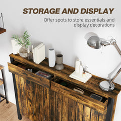 Fynco - 93 x 119cm Rustic-Look Radiator Cover - Brown/Black