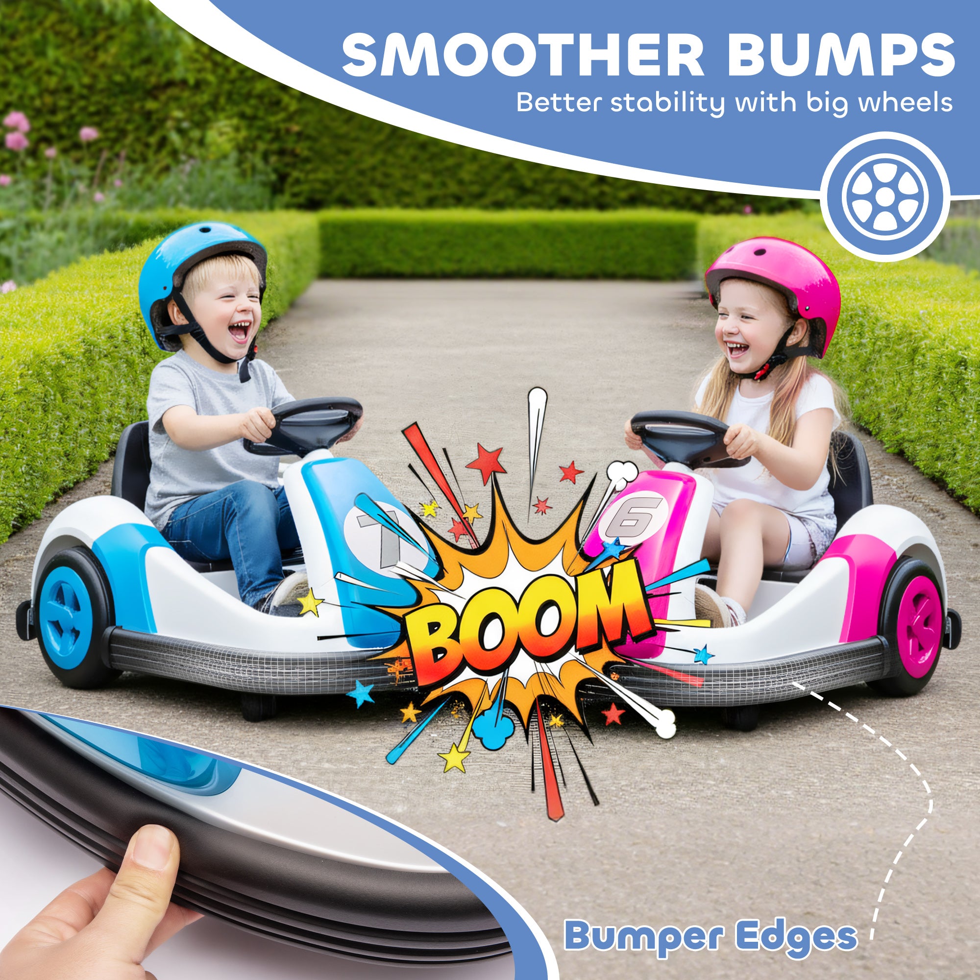 AIYAPLAY Kids Bumper Car with 360-Degree Rotation, 6V Electric Ride On Car with Music and Horn for 3-8 Years Old, Blue