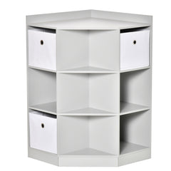Kids Bookcase, 3 Tier Toy Organiser Storage Unit BookShelf with 3 Non-woven Fabric Drawers, Anti-tip Device, for Bedroom, Children's Room, Playroom, Grey