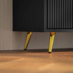 Modern TV Stand Cabinet for TVs up to 55", TV Unit with 2 Open Shelves and 2 Cabinets, Entertainment Centre with Cable Management for Living Room, Black