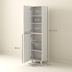 Fynco - Tall Bathroom Cabinet, Freestanding Bathroom Cabinet with Adjustable Shelves and Double Doors