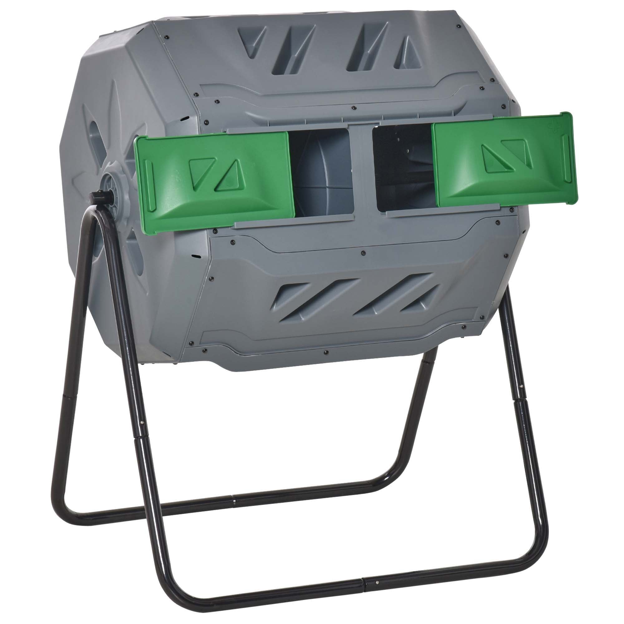 160L 360° Rotating Dual Chamber Composter - Grey