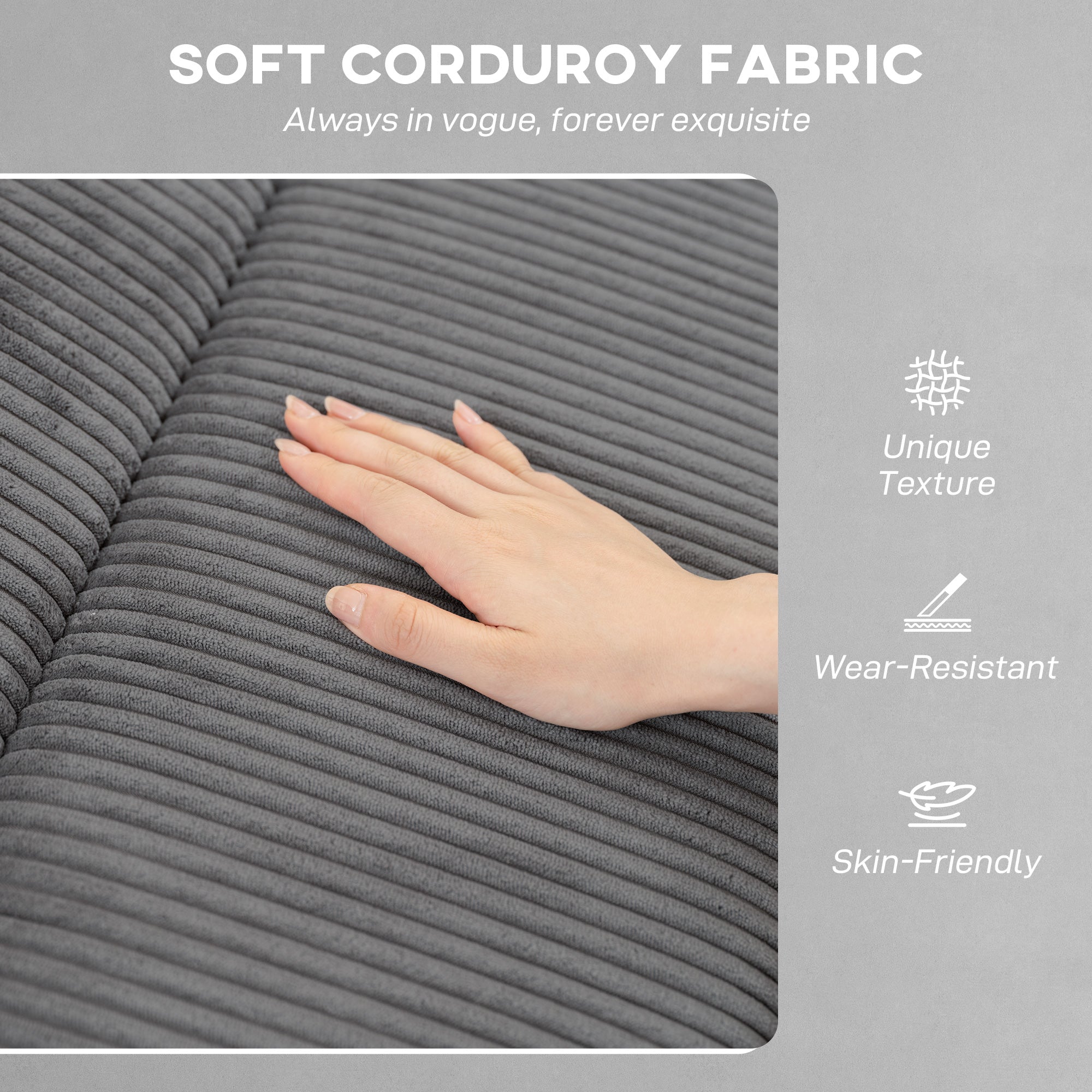 Fynco - Corduroy Electric Massage Recliner - Grey