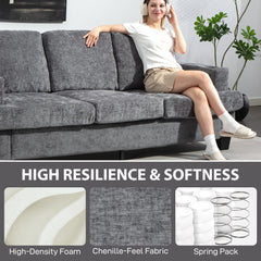 Fynco - 3 Seater Sofa with USB Ports & Cup Holders - Grey