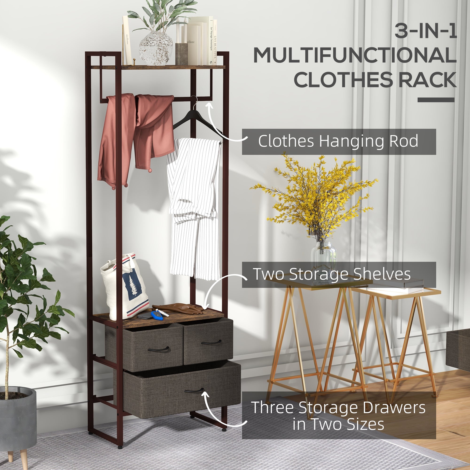 Compact Clothes Rail, with Drawers and Shelf