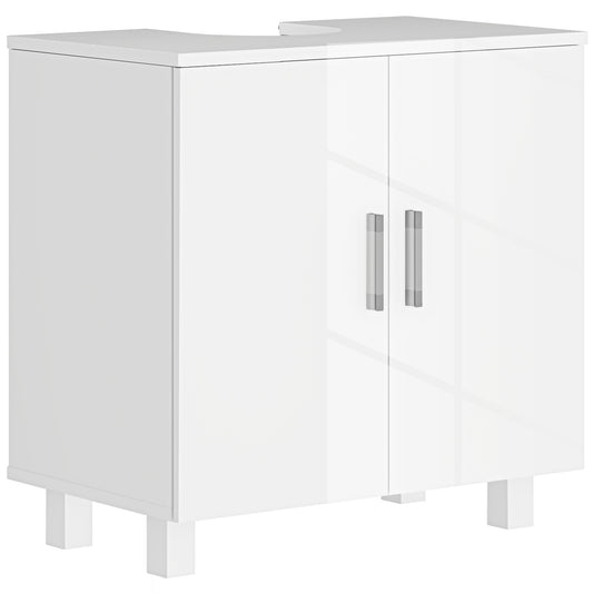 Fynco - Bathroom Under Sink Cabinet for Basin without or with Pedestal - High Gloss White