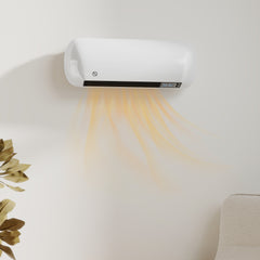 Fynco - 2000W Ceramic Electric Heater with Fan, Adjustable Thermostat, Wall Mounted - White