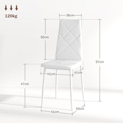 Set of 6 Faux Leather Dining Chairs - White