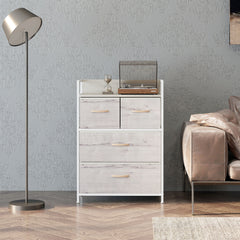 Rustic Chest of Four Fabric Drawers - Black