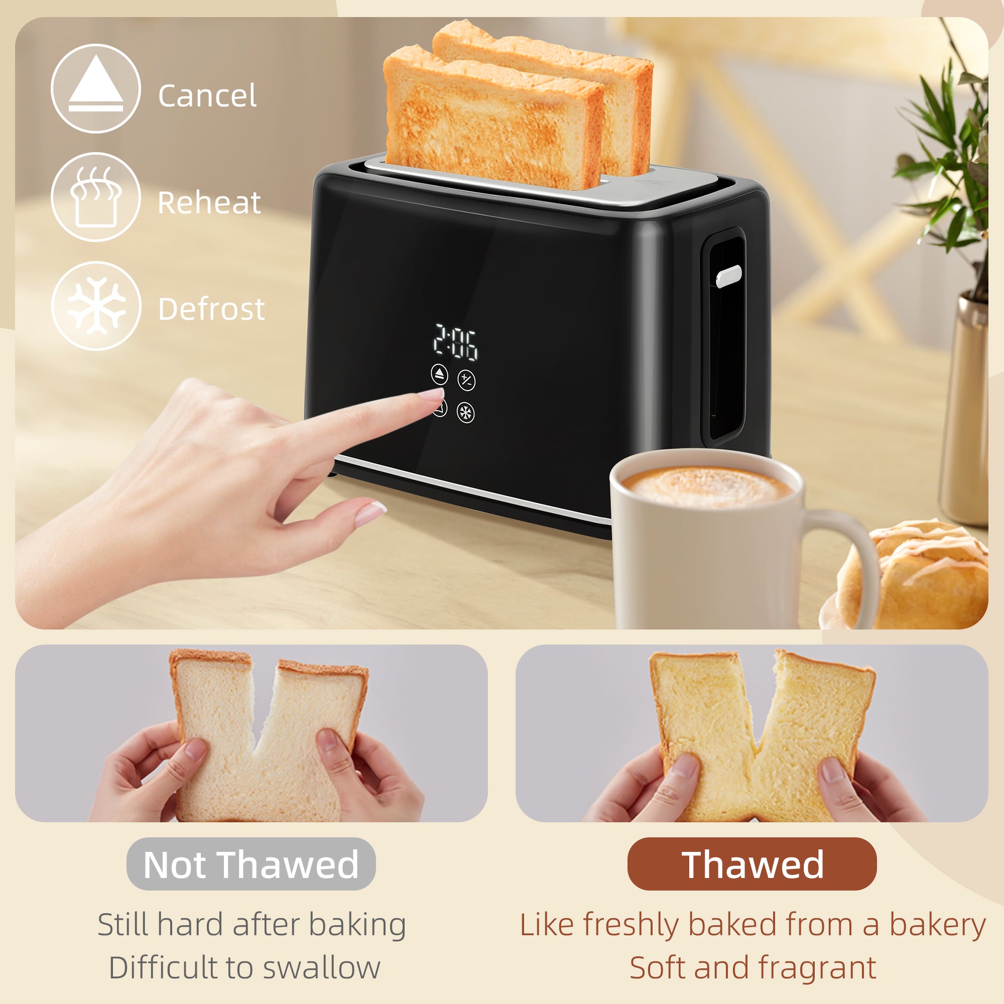 Polished Metal Kettle and Toaster Set - Black