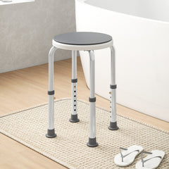 Fynco - 360° Swivel Shower Chair, Height Adjustable Aluminium Shower Stool with Non-Slip Feet for Disabled, Elderly, Grey