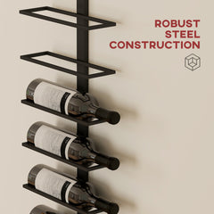 10-Tier Wall Mount Wine Rack, Steel Wall Wine Rack for 10 Wine Bottles, Wall Wine Display Rack for Kitchen, Dining Room, Home Bar, Black