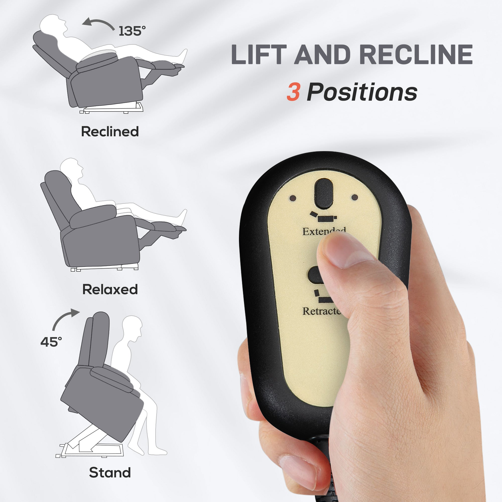 Fynco - Electric Rise/Recline Armchair, with Reading Light - Grey