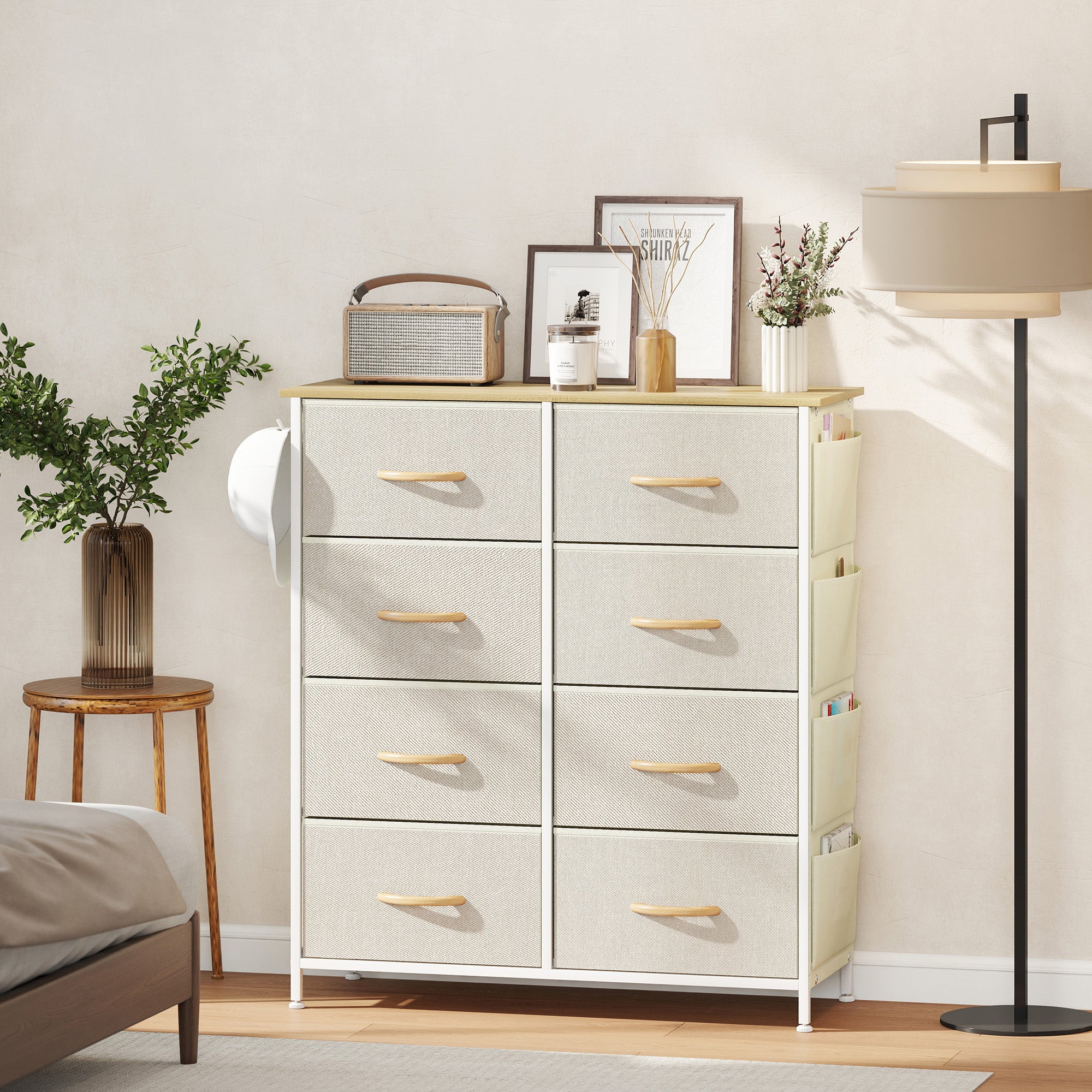 Chest of Eight Fabric Drawers - Beige