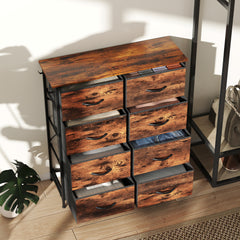 Chest of Eight Fabric Drawers - Rustic Brown
