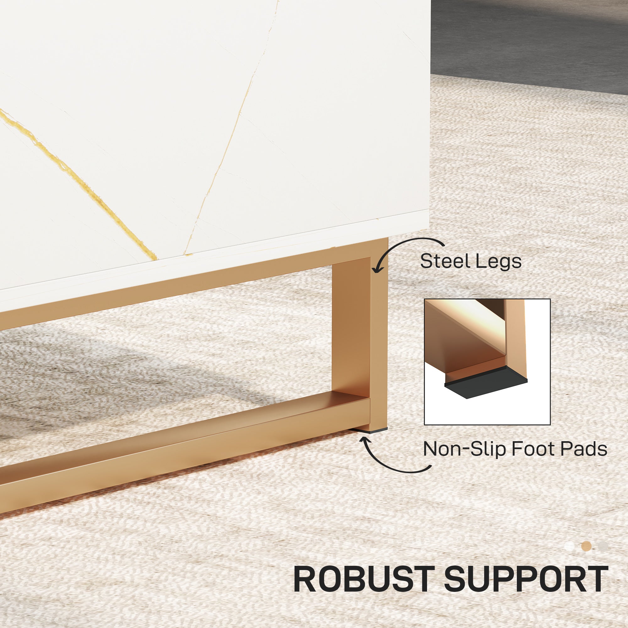 Elegant Marble Effect Storage Coffee Table - White