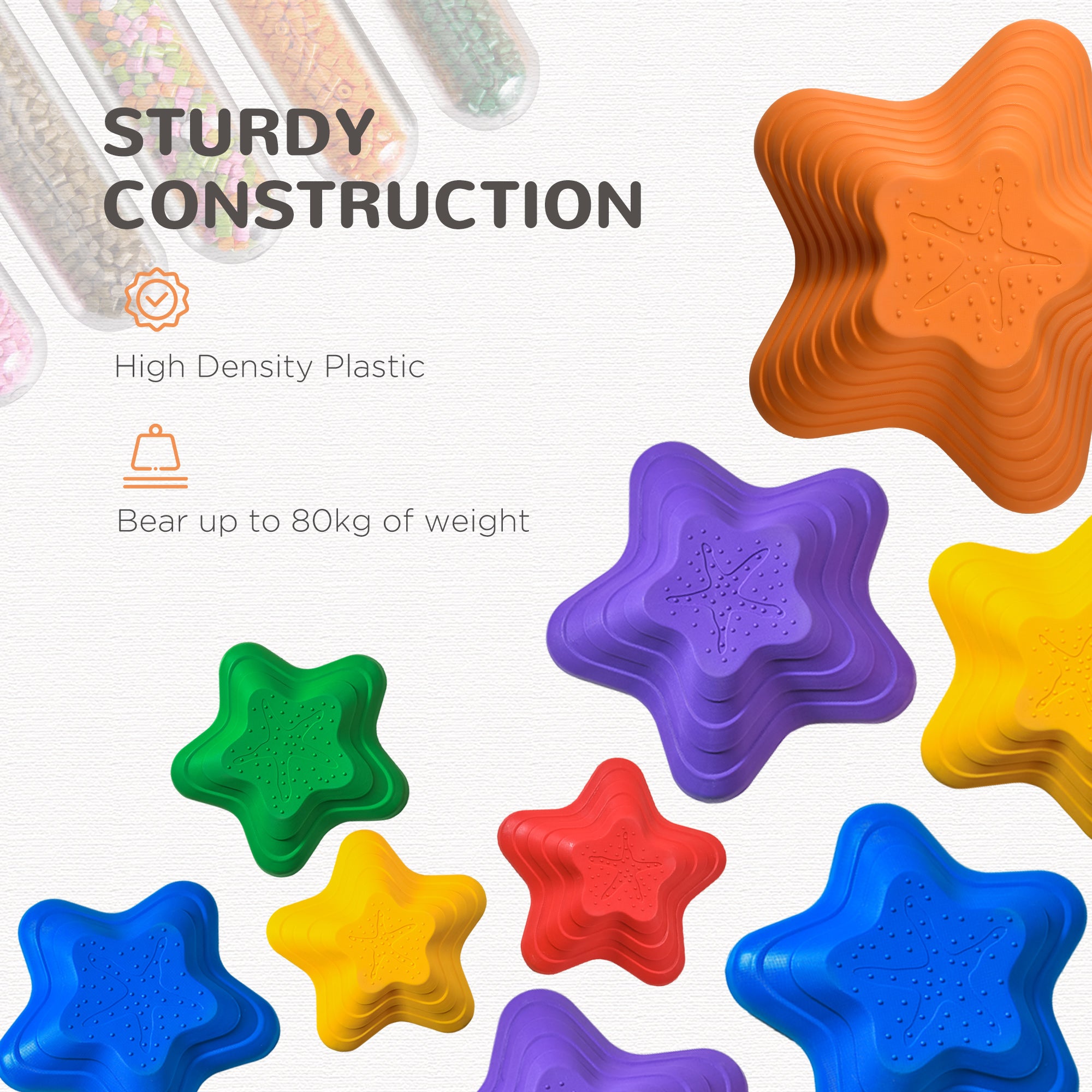 6-Piece Kids Balance Stepping Stones, Starfish Style Non-slip Obstacle Course, Stackable Balance Blocks Garden Toys Encourage Toddler Balance Indoor Outdoor