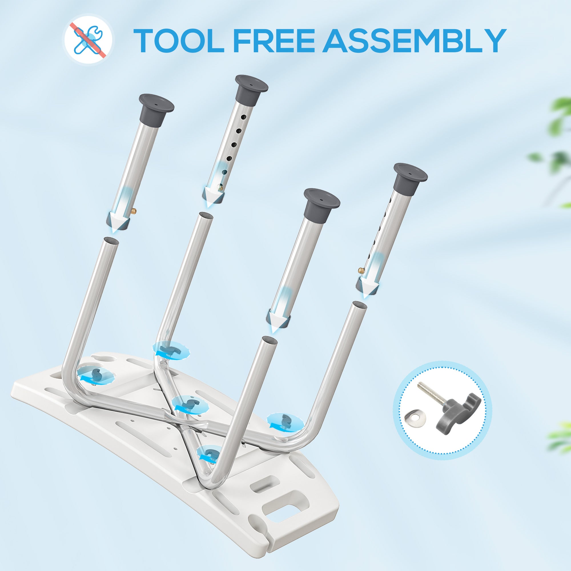 Fynco - Shower Chair, Adjustable Height Shower Stool with Aluminium Frame and Non-Slip Feet, Bathtub Stool Seat for Elderly Disabled Handicap, Grey