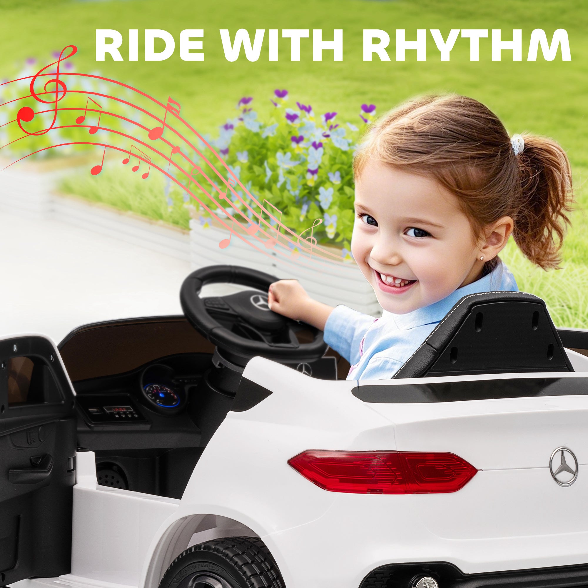 AIYAPLAY Mercedes-Benz GLC Licensed Kids Ride on Car with Remote Control, Soft Start, MP3, LED Headlights, White