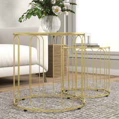 Elliptical Cut-Out Nesting Tables - Gold-Tone