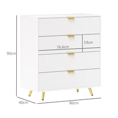 Elegant Four-Drawer Bedside Table - White