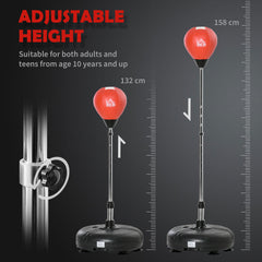 Punching Bag with Stand, 132-158cm Adjustable Height, for Teens, Red/Black