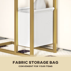 C Shaped Side Table with Charging Station and Faux Marble Top - White