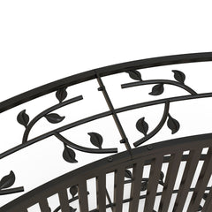 1.2M Metal Decorative Vine Pattern Arch Garden Bridge, Black