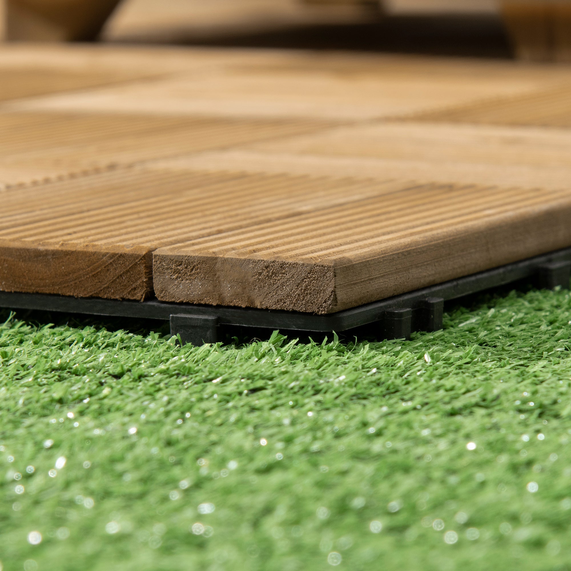 27 Pcs Wooden Interlocking Decking Tiles, Outdoor Flooring Tiles for Patio, Balcony, Terrace, Hot Tub, 30 x 30 cm per Piece, 2.5㎡ per Pack, Brown