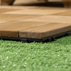 27 Pcs Wooden Interlocking Decking Tiles, Outdoor Flooring Tiles for Patio, Balcony, Terrace, Hot Tub, 30 x 30 cm per Piece, 2.5㎡ per Pack, Brown