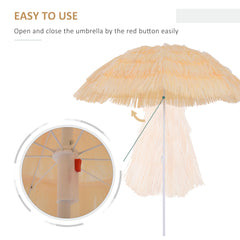1.6m Patio Garden Hawaii Beach Sun Umbrella Sunshade Hawaiian Folding Tilting Crank Parasol (Wheat)