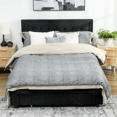 Fynco - King Size Ottoman Bed Frame, with Front Drawer - Black