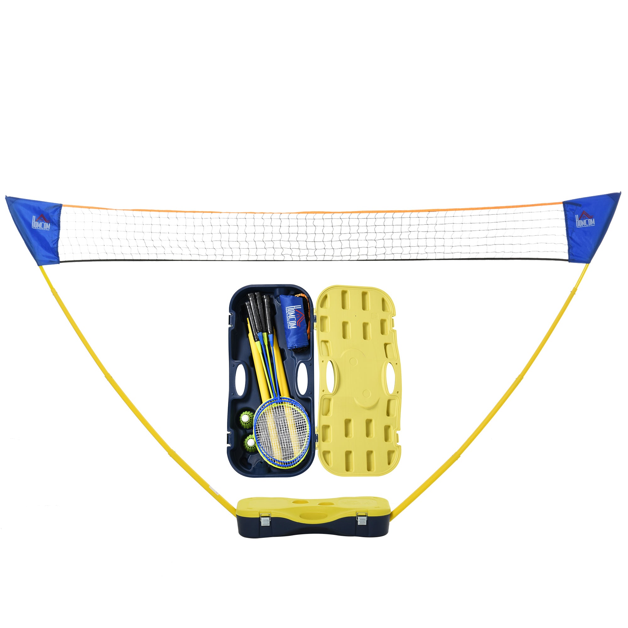 2.8m Portable Folding Badminton Net Set with 4 Badminton Rackets and 2 Nylon Shuttlecocks, for Adults Kids Indoor Outdoor Exercise Training