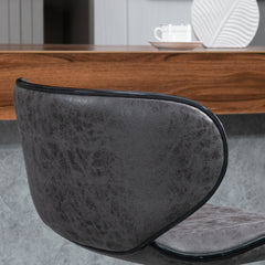 Adjustable Bar Stools Set of 2, Swivel Leathaire Upholstered Barstools with Large Seat, Breakfast Bar Chairs with Back, Footrest and Steel Base, Dark Grey