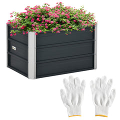 108L Raised Garden Bed, Galvanized Steel Elevated Planter Box w/ Installation Gloves for Backyard, Patio to Grow Vegetables, Herbs, and Flowers, 66 x 47 x 40cm, Grey