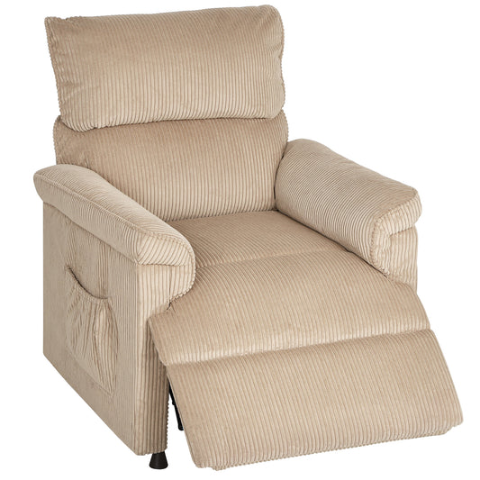Fynco - Corduroy Electric Massage Recliner - Brown