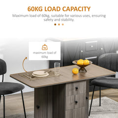 Multi-Storage Six-Person Drop Leaf Dining Table - Grey