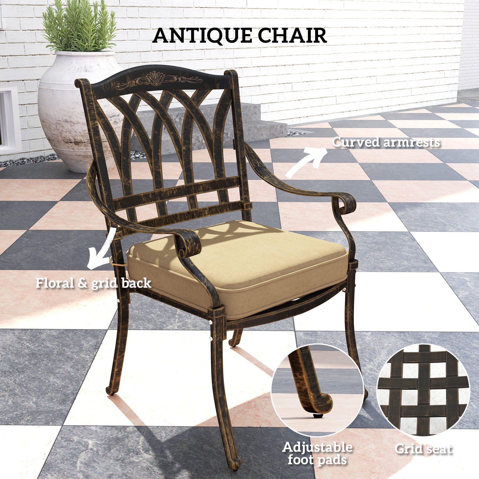 Nine-Piece Cast Aluminium Garden Dining Set - Bronze Tone