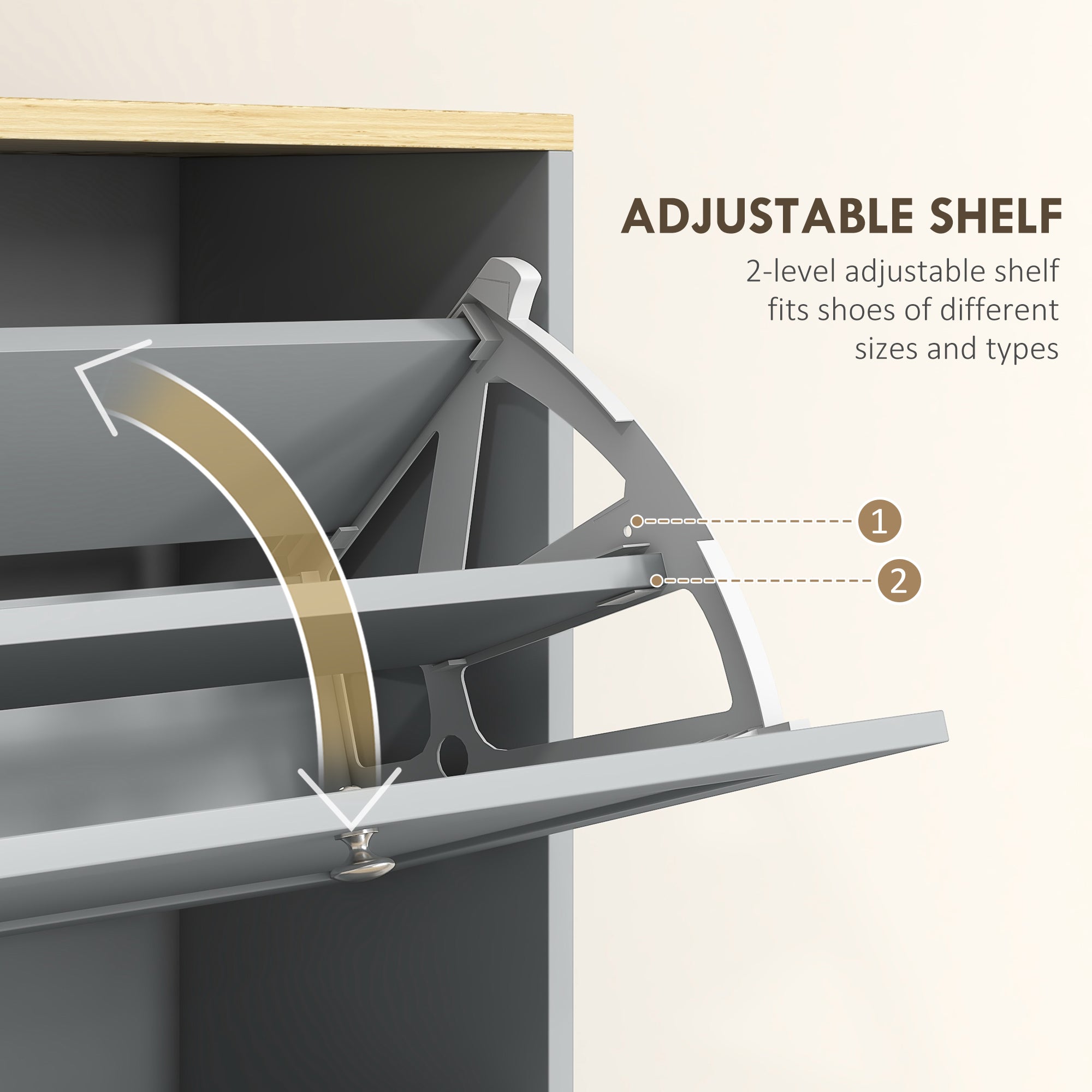 Fynco - Modern Compact Three-Drawer Shoe Storage Cabinet - Grey