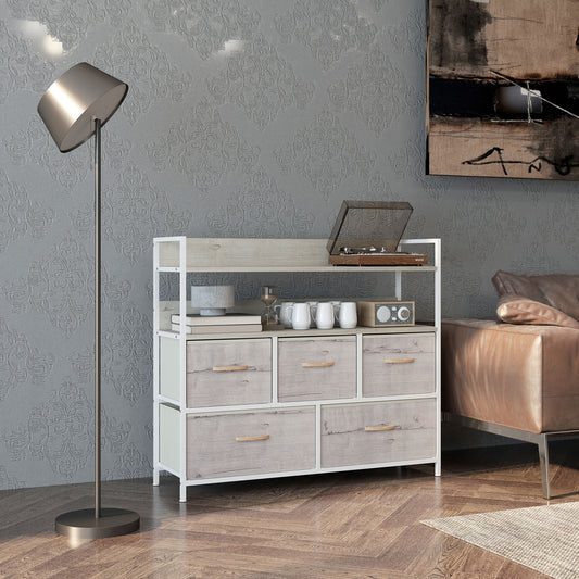 Rustic Chest of Five Fabric Drawers - Natural