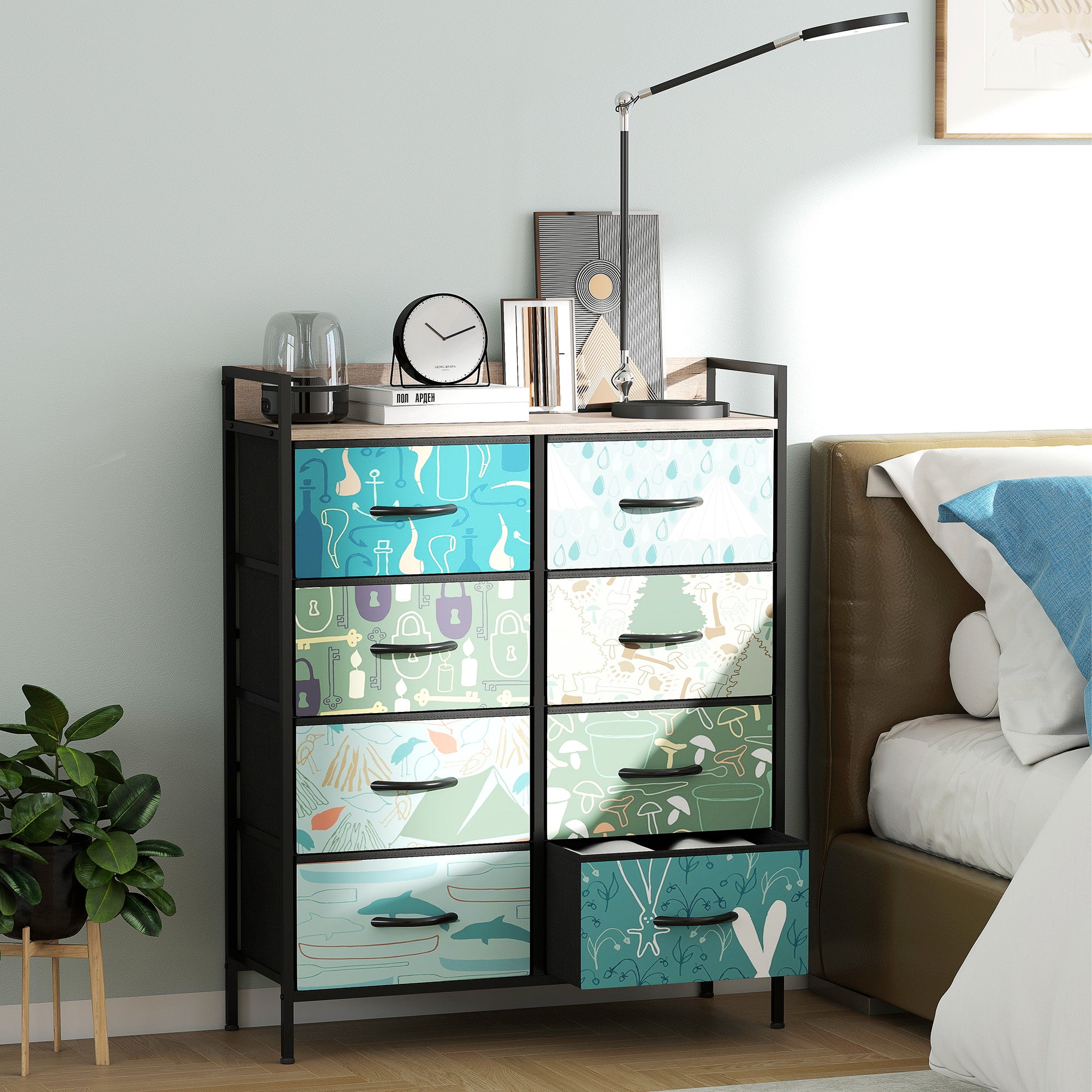 8-Drawer Chest of Drawers - Blue